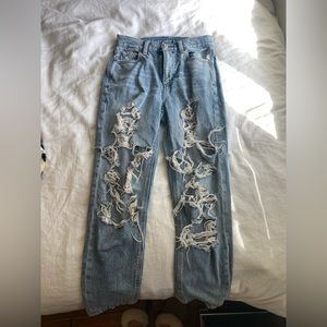 jeans ripped mom jeans denim american eagle size 0